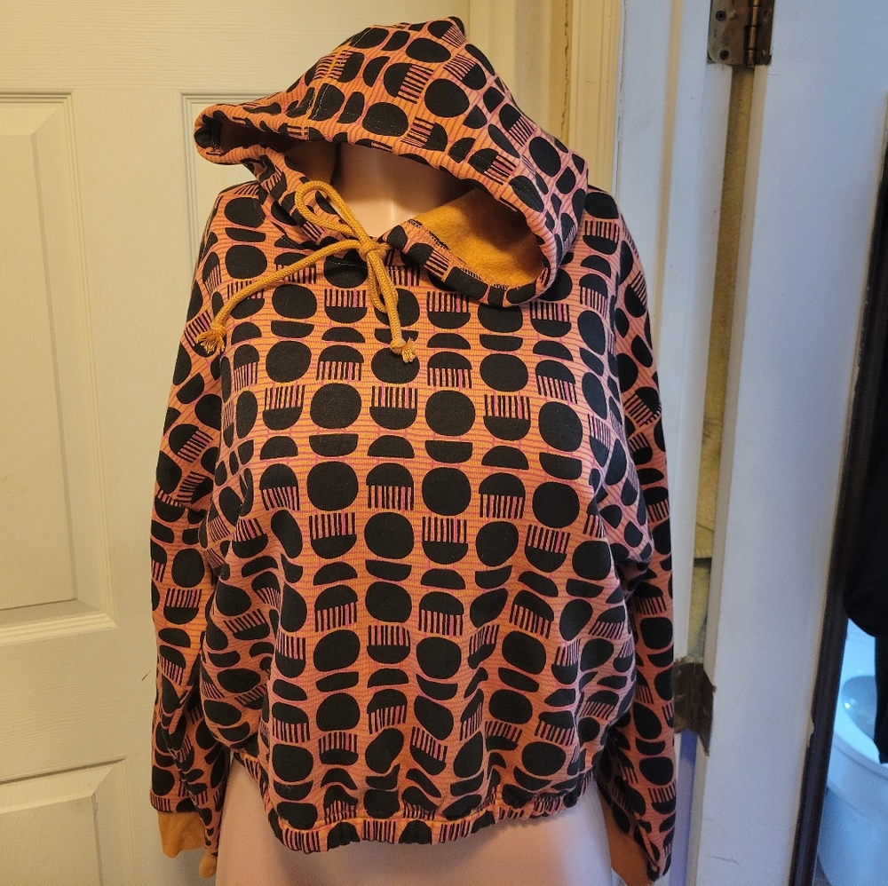 Black History Month Patterned Pink and Black Hoodie By Hadiya Williams SZ L
